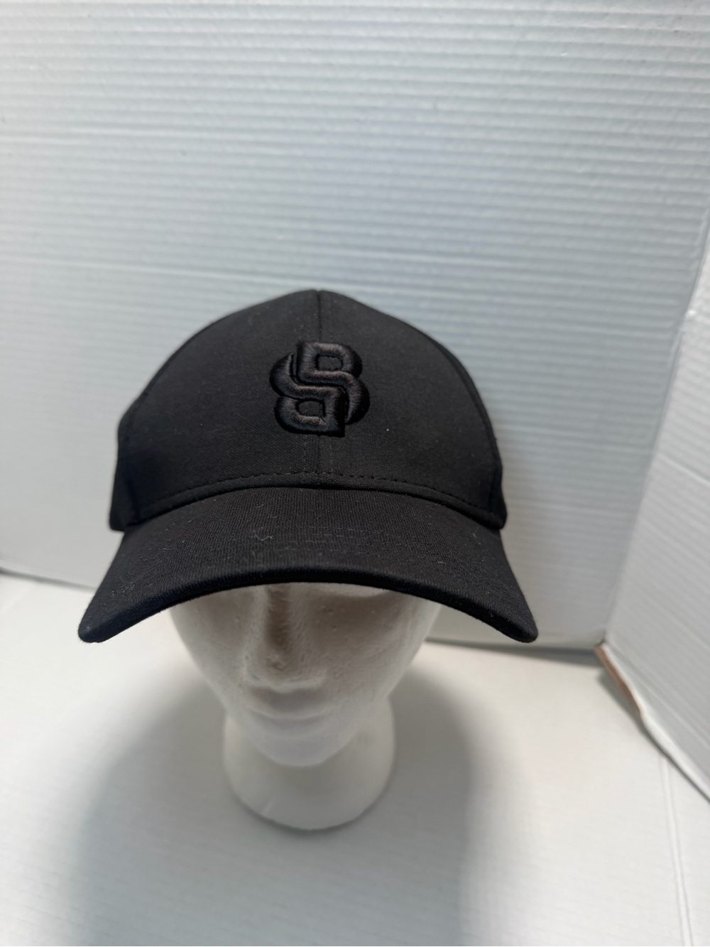 HUGO BOSS COTTON-TWILL CAP WITH EMBROIDERED DOUBLE B MONOGRAM BLACK HAT